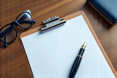 Professional legal workspace with documents and pens