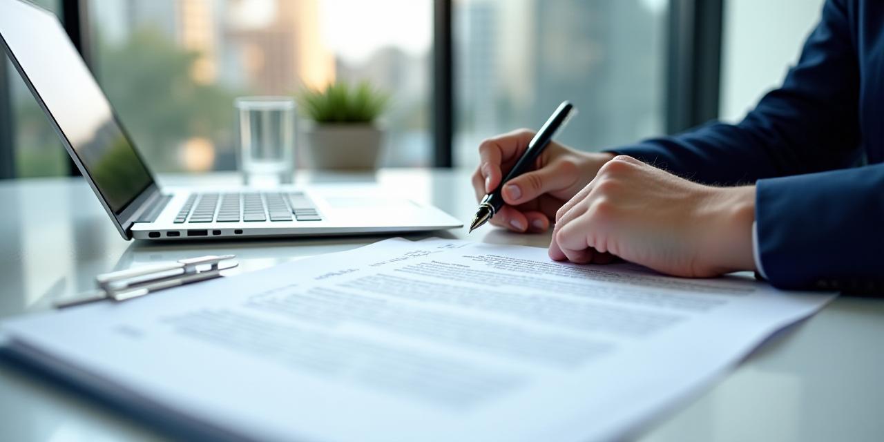 Lawyer reviewing a detailed service agreement in a professional Melbourne office setting